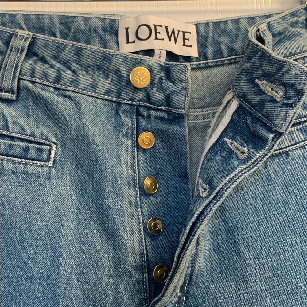 LOEWE Blue Denim Women’s Jeans with Embroidered Cuffs - Picture 13 of 16